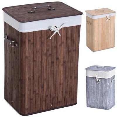 Wäschekorb Wäschetruhe Wäschebox Wäschesammler Eckig Bambus 72 L  3 Farben - Bild 1 von 4