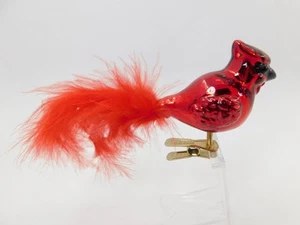 Christmas Blown Glass Clip-On Cardinal Bird Ornament - Picture 1 of 2