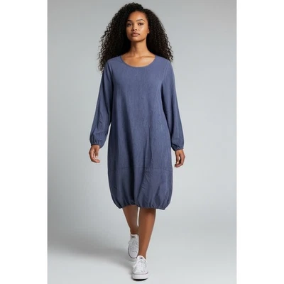 Vestido midi manga larga dobladillo burbuja azul Alise ONeal Apparel talla S Foto 1 de 4