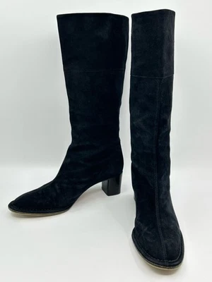 BALLY Fitta Suede Mid Calf Boots Size 7.5 Black Suede Women Designer Comfort - image 1 of 4