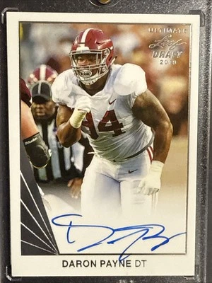 2018 DARON PAYNE Leaf Ultimate Draft Silver Prismatic Auto RC Redskins - Image 1 of 4