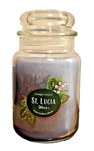 ST LUCIA SKIES 22 OZ ORIGINAL TARRO GRANDE VELA CLÁSICA YANKEE CANDLE LT AZUL - Imagen 1 de 4