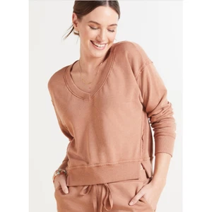 Michael Stars Evereve NWT Camila V Neck Pullover Sweatshirt in Terracotta // XS - Picture 1 of 12