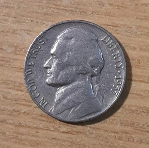 1955-D THOMAS JEFFERSON NICKEL FIVE CENTS DENVER AMERICA USA MM6 - Picture 1 of 2