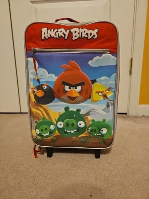ANGRY BIRDS 11" X 18" Rolling Suitcase Small Carry On All Zippers & Wheels Work - Image 1 of 4