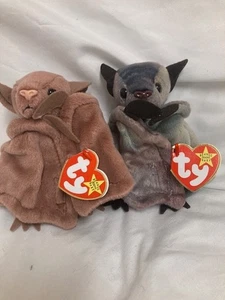Ty Beanie Baby💜Batty The Bat Set Of 2 Plush New MWMT's - Picture 1 of 1