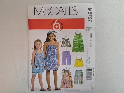 McCall's Pattern - Girls' Tops, Dresses, Shorts, & Pants (3-6) #M5797 - Uncut - Image 1 of 4