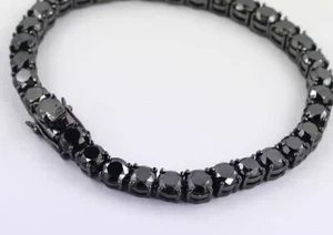 AAA Certified 20 ct 6 mm Black Diamond Bracelet8 inches With 925 Sterling Silver - Picture 1 of 3