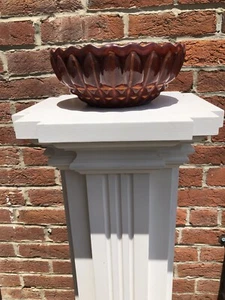 Antique large Glazed Redware pottery cake pan jello Pudding mold  9"x3.75” - Picture 1 of 12