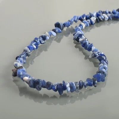 Naturale 3-5mm Blu Sodalite Pepite Uncut 18 " Catena 925 Argento Collana - Immagine 1 di 4