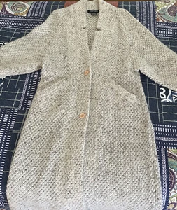 VTG IB Diffusion Long Cardigan Sweater Wool Mohair  Beige Tan  Button Up M Women - Picture 1 of 8