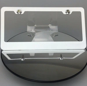 Nuevo marco de matrícula plano blanco con tapones de rosca tipo círculo de aluminio Tesla - Imagen 1 de 9