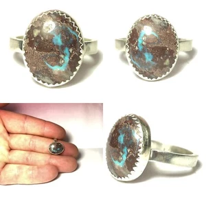 Anillo Hecho a Mano 23 Ct TW Alto Grado Natural Bisbee Azul Turquesa Plata de Ley - Imagen 1 de 8