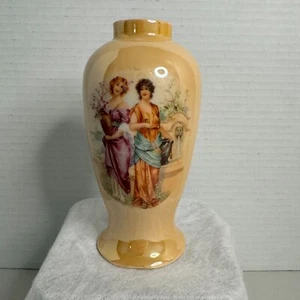 Vintage Victoria Tschechoslowakei viktorianische Damen Glanzgeschirr Vase 5 Zoll Zigeuner - Bild 1 von 13