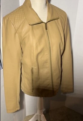 Chaqueta Abrigo Kenneth Cole Reaction Negra Taupe Imitación Cuero Cremallera Completa M Foto 1 de 4