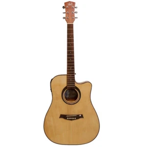 Tribute 39 Inch Acoustic Electric Guitar Cutaway w/Brass Steel Strings/Tuner/Bag - Picture 1 of 5