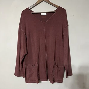 Bryn Walker Damen Longtop Bambus & Bio Baumwolle Größe L Burgund Oversized - Bild 1 von 13