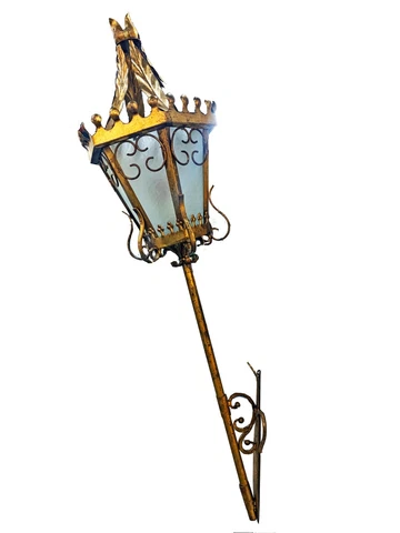 Antique Gothic Sconce Torch Light Italian Venetian Gold Gilded New Wiring Cover
