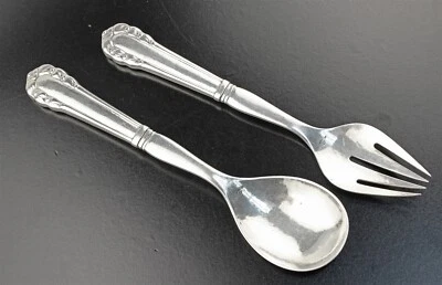 Conjunto de salada Early Georg Jensen Sterling ROSE Mark GI e prata 830 - Imagem 1 de 3