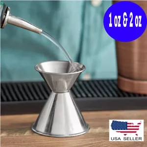 Stainless Steel Double Jigger 1 oz & 2 oz, Bar Cocktail Measuring Liquor Classic - Picture 1 of 9