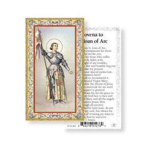 Novena to Saint Joan of Arc - gold trim - Paperstock Holy Card 734-967 - Picture 1 of 4