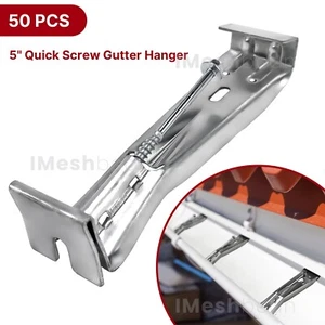 US 50 PCS 5" Quick Screw K Style Aluminum Gutter Hanger w/Clip Screw Attached - Picture 1 of 7