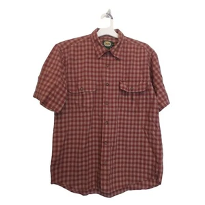 Cabela's -Button Up Shirt Men's Medium Short Sleeve Red Plaid Casual 100% Cotton - Picture 1 of 4