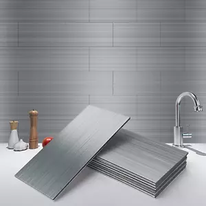 100-Pieces Peel and Stick Stainless Steel Backsplash Self-Adhesive Metal Tiles, - Picture 1 of 5