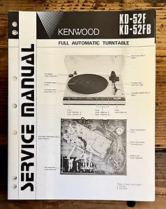 Kenwood KD-52F KD-52FB Record Player / Turntable Service Manual *Original* - Picture 1 of 1