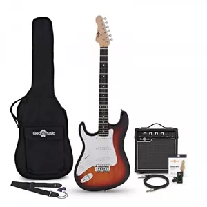 LA Left Handed Electric Guitar + Amp Pack Sunburst - Picture 1 of 11