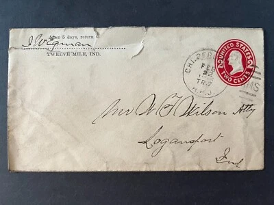 1915 I Wegman Twelve Mile Indiana Chi Peru RPO Cass Co. Logansport 2 Cent Cover - Image 1 of 2