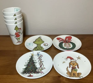 Der Grinch Bambus Snack Teller Tassen 4er Set Weihnachten Feiertage Zrike Dr. Seuss - Bild 1 von 9