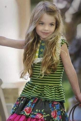 PERSNICKETY Forget Me Not LOU LOU Top con Volantes Verde LIMA Lunares Rayas TRAJE 4 Foto 1 de 4