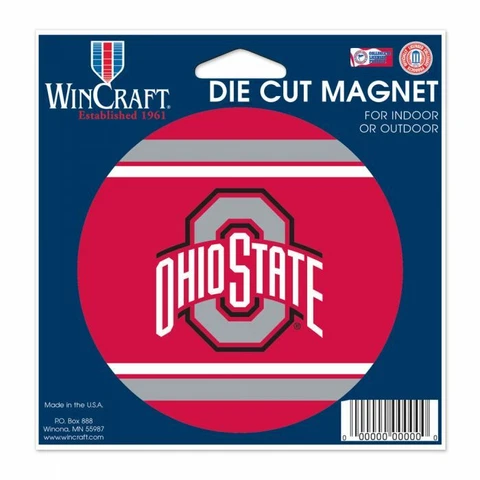 NCAA Ohio State Buckeyes 4 inch Diameter Stripe Die Cut Magnet by WinCraft Cover