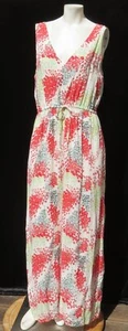 LUCKY BRAND US Women M Floral Print Viscose Long Maxi Dress Pockets V Neck MINT - Picture 1 of 6
