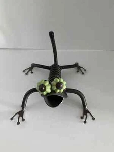 Lizard Recycled Metal Garden Art Sculpture Figurine Green Eyes 8" Long EUC - Picture 1 of 14