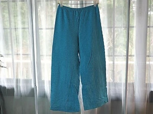 VTG 80s Malibu Pinstripe Blue Stretch Wide Leg Elastic Waist Comfy Pants 13/14 - Picture 1 of 7