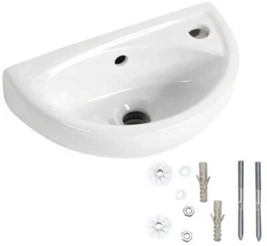 Small Ceramic Hanging Basin 39x23cm Basin Fixing Kit - Picture 1 of 9