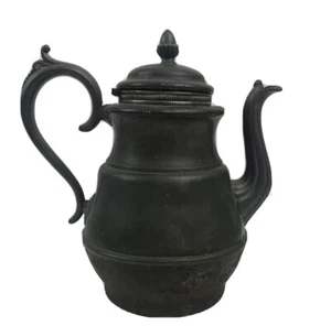 Antique Pewter Metal Teapot E. B. Manning's Civil War Era Teapot Coffeepot 9" - Picture 1 of 7