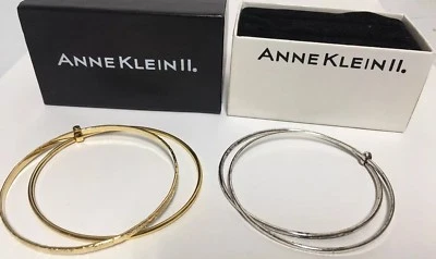 Anne Klein II 纹理 + 光滑金色 + 银手镯带盒 - 2 Pr 手镯 — 第 1/3 张图片