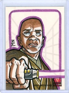 MACE WINDU 2009 TOPPS STAR WARS GALAXY SERIES 5 COLOR SKETCH CARD by N. WOODWARD