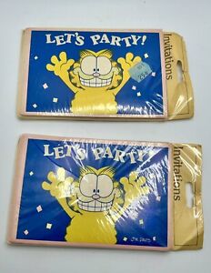Set Of 2 Packages Of Vintage GARFIELD Birthday Party Invitations 8 In Each Pack