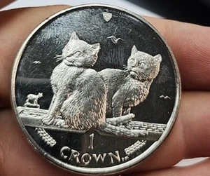Moneda Isla de Man Gato Balinés Isabel II Corona 2003 1 Corona - Imagen 1 de 4