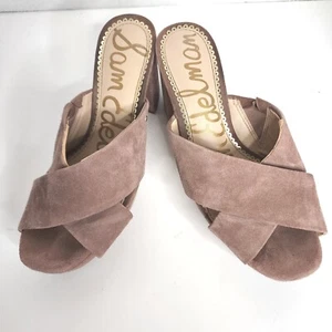 Size 6 M Sam Edelman Women's Jayne Heeled Sandal Dusty Rose Crushed Velvet EUC - Picture 1 of 12