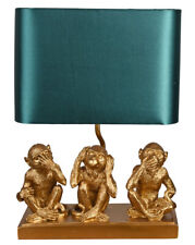 Tischlampe 3 Affen Tischleuchte Affenfigur Leuchte Monkey Lampe Gold Affe Jungle