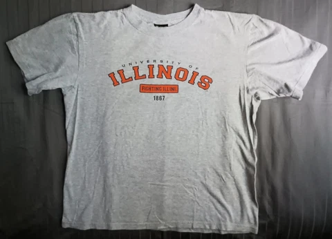 University Of Illinois Fighting Illini Shirt Men's Large Gray Short Sleeve Cover