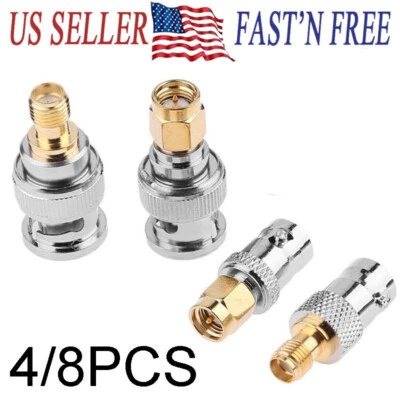 4/8PCS BNC to SMA Type Male Female RF Connector Adapter Test Converter Kit - Image 1 of 4