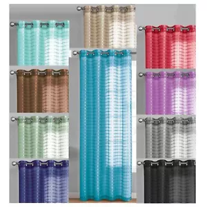 Single Sheer Window Curtain Panel 90" L Plaid/Check Design Metal Grommet 55Wx90L - Picture 1 of 11