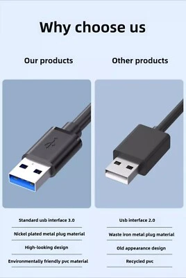 New 3ft High-Speed USB to USB Extension Cable USB 3.0 Adapter Extender Cord - Image 1 of 4