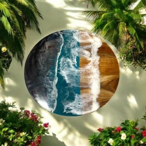 Ocean Epoxy Table | Coffee, Side & End Console Table | Custom Resin Ocean Design - Picture 1 of 7